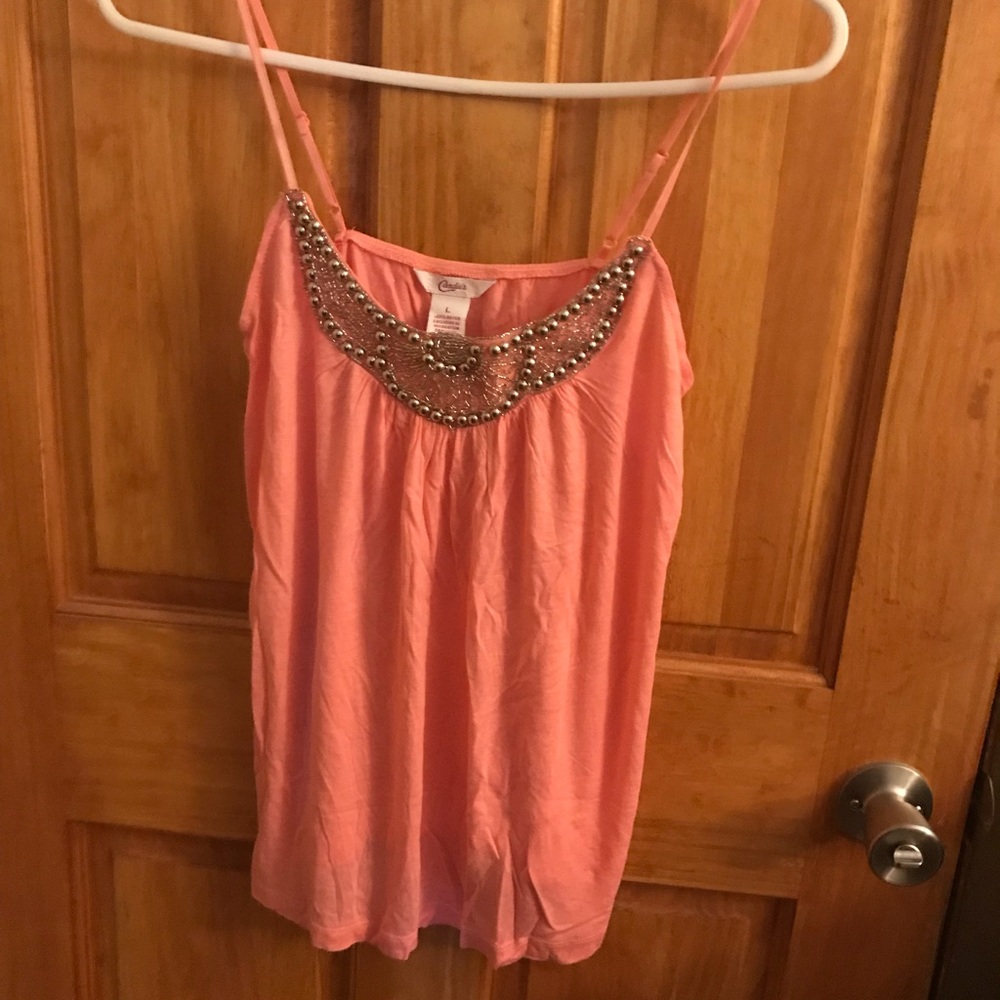 Candies Coral Embellished Tank Top